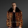 Whiskey Mink Jacket With Black Fox Collar