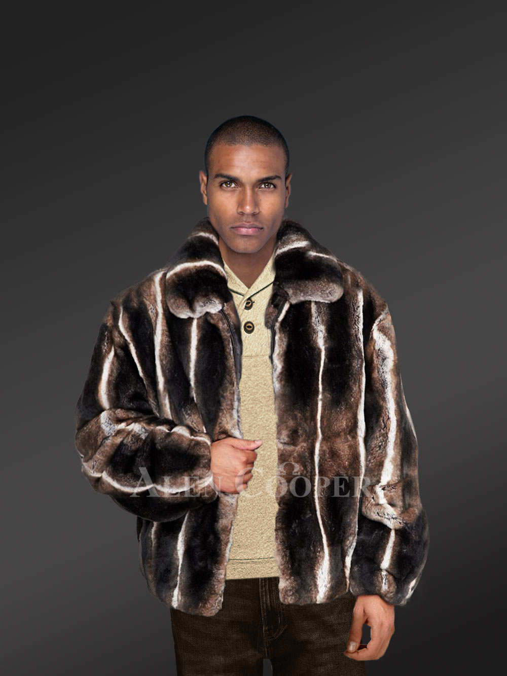 Rabbit Fur Bomber for Men - Image 5