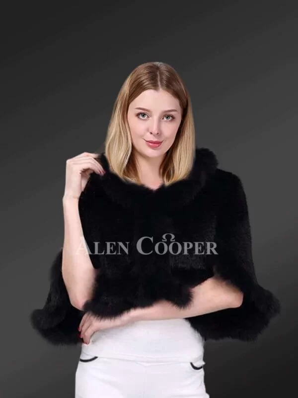 Elegant-Knitted-Mink-Fur-Cape-With-Fox-Fur-Trim