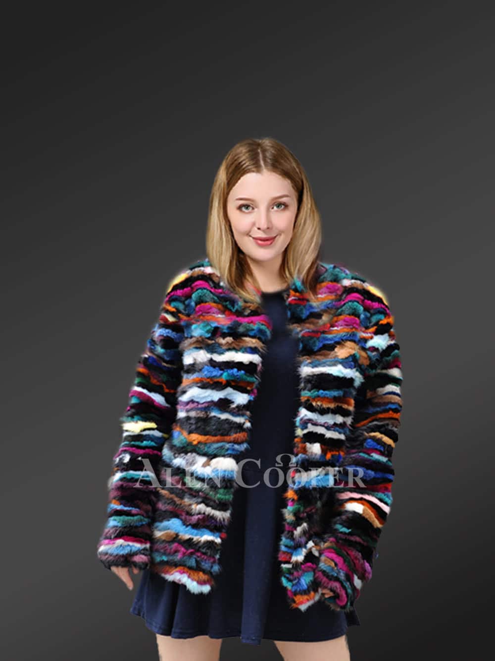 Genuine Multi Color Mink Coat