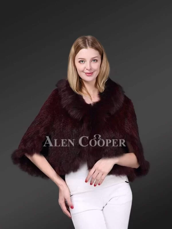 Mink Fur Cape Shaped Jacket Stylishly Adorned with Fox Fur Trims - Image 4