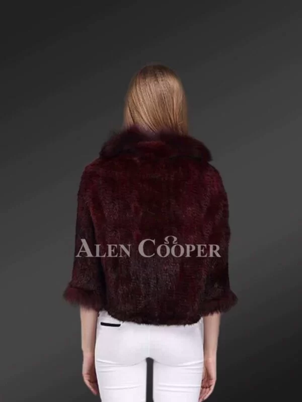 Mink Fur Cape Shaped Jacket Stylishly Adorned with Fox Fur Trims - Image 5