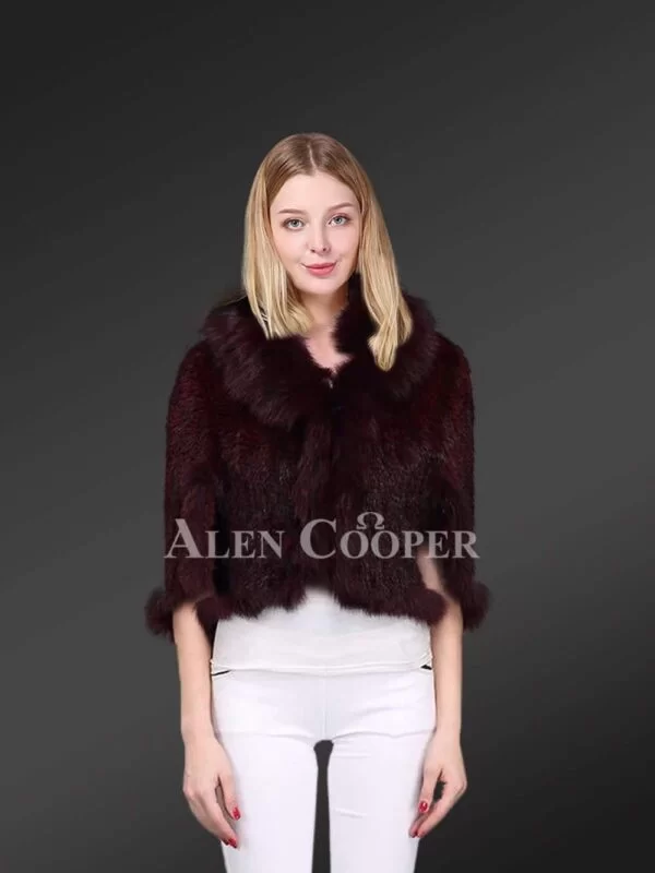 Mink Fur Cape Shaped Jacket Stylishly Adorned with Fox Fur Trims - Image 2