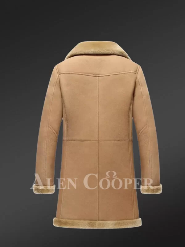 Shearling Long Coat in Camel Brown with a Suede Finish - Image 2