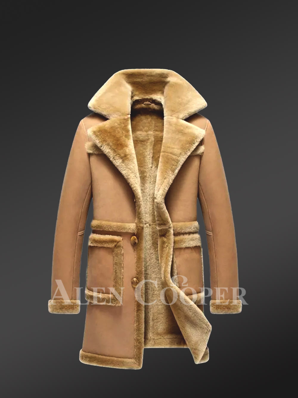 Camel shearling coat online