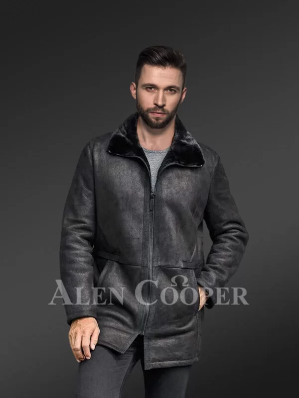 Mens Shearling Coat Long Fur Outwear