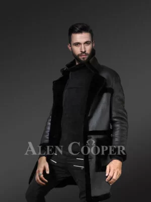 Military Style Men's Sheepskin Shearling Coat