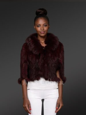 Mink Fur Cape Shaped Jacket Stylishly Adorned with Fox Fur Trims