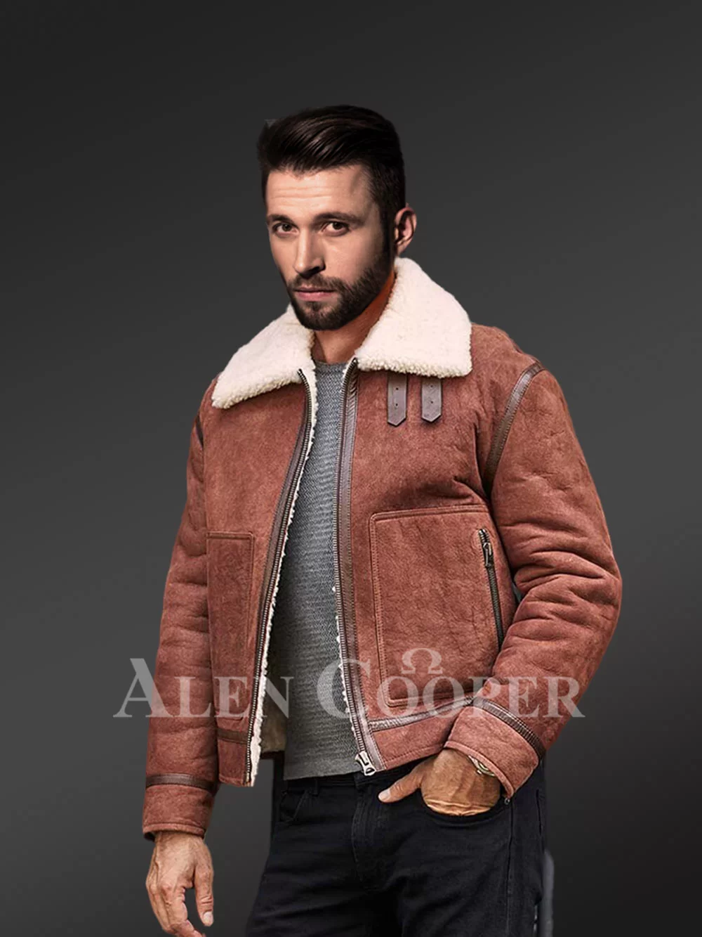 Short shearling jacket outlet