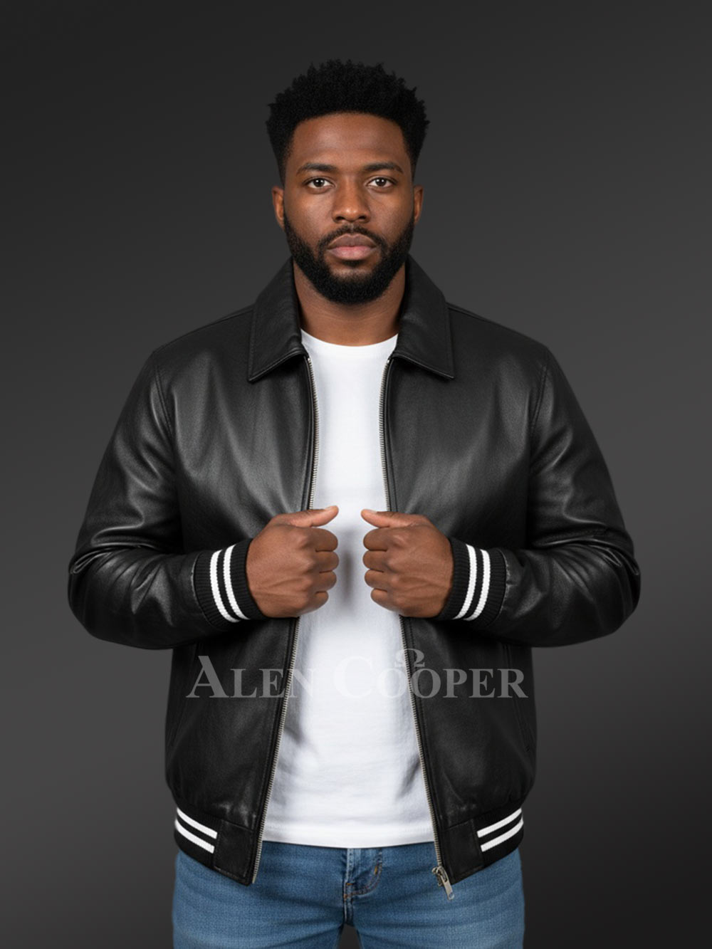 Black Leather Bomber Jacket – Cozy Feel & Suave Looks