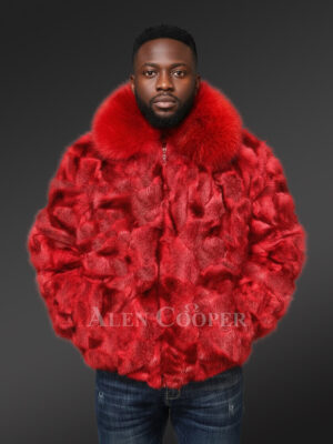 Bomber in Fox Fur for Men in Wavy Fur Sections