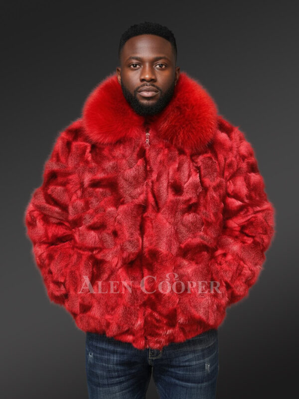 Bomber in Fox Fur for Men in Wavy Fur Sections