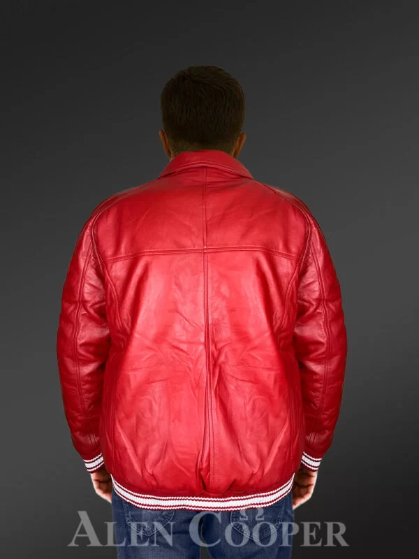 Mens Red Lambskin Leather Bomber – Vibrant Looks with Promise of Comfort - Image 5