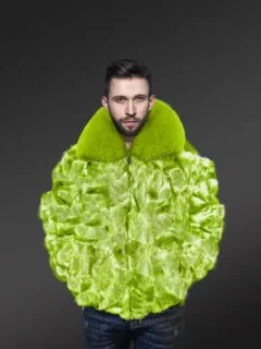 Lime green fur coat hot sale