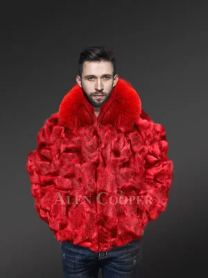 Fox Fur men Bomber in Red