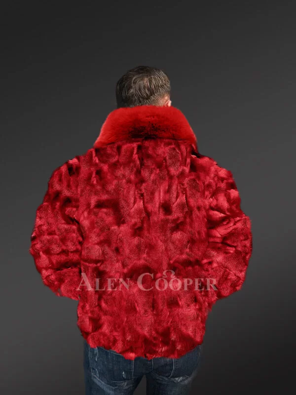 Bomber in Fox Fur for Men in Wavy Fur Sections - Image 3