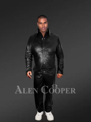 Leather Jacket And Jogger Set For Men