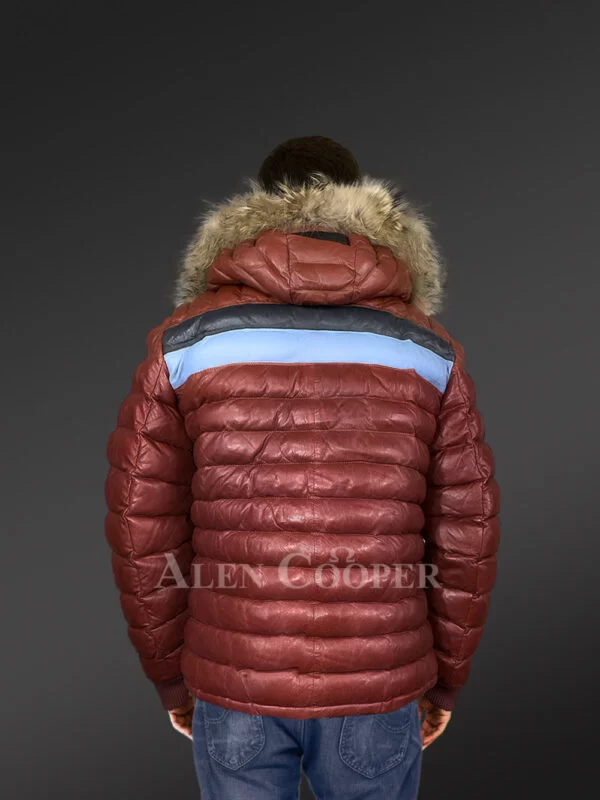 Leather Bomber Goose Down Luxurious Puffer Jacket For Men - Image 4