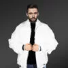 Men Rabbit Bomber Jacket in White