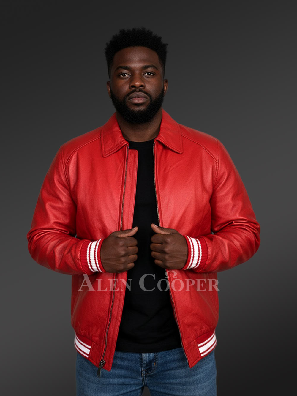 Mens Red Lambskin Leather Bomber – Vibrant Looks with Promise of Comfort
