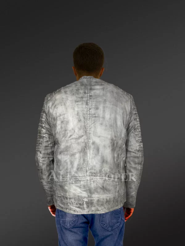 Motorcycle Leather Jacket for Men in A Classic Fusion Of Grey Shades - Image 6
