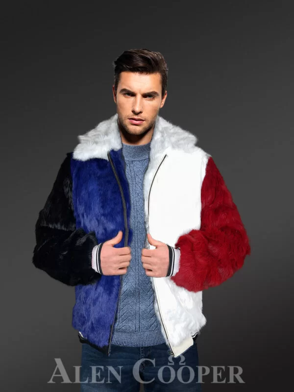 Bomber Rex Rabbit Fur with Elegant Multi-Color Scheme - Image 2