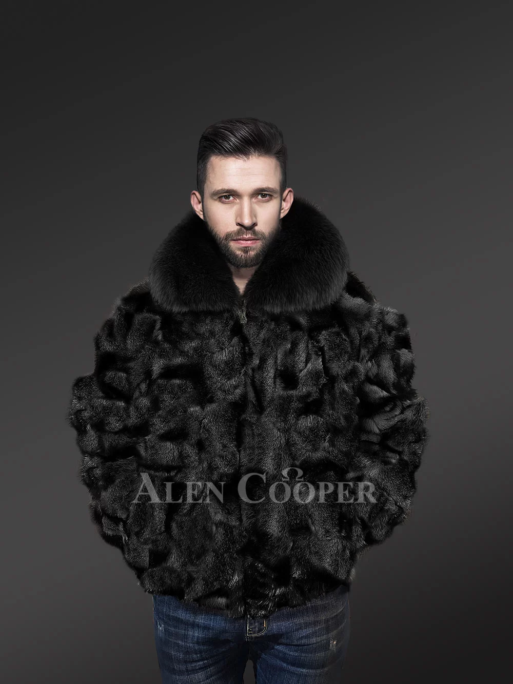 Men's Fox Fur Bomber Jacket