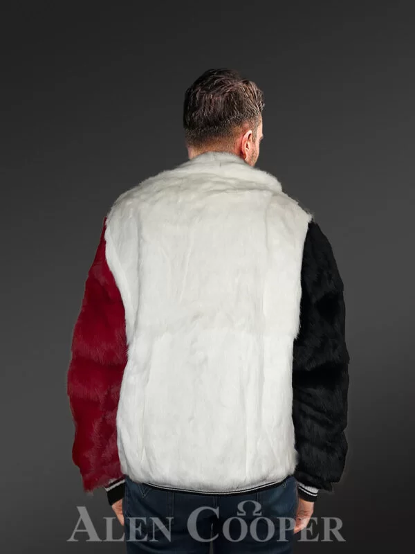 Bomber Rex Rabbit Fur with Elegant Multi-Color Scheme - Image 4