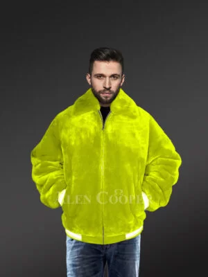 Sheepskin Mouton Varsity Jacket in Bottle Green