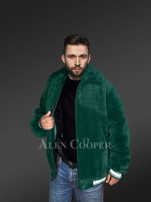 Jacket Varsity in Sheepskin Mouton for Men - Image 3