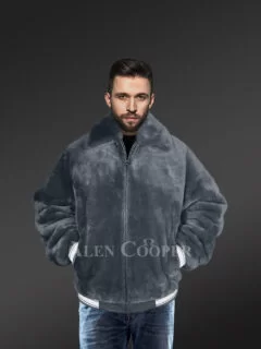 Sheepskin Bomber Mouton Varsity Jacket for Men