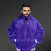 Sheepskin Mouton Varsity Jacket in Violet