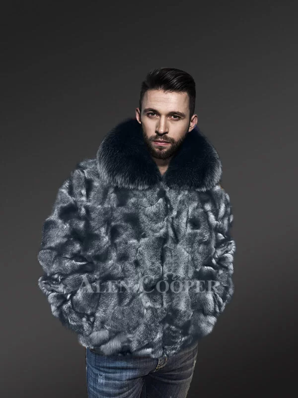 Jacket for Men in Fox Fur with Stretchable Hem - Image 2