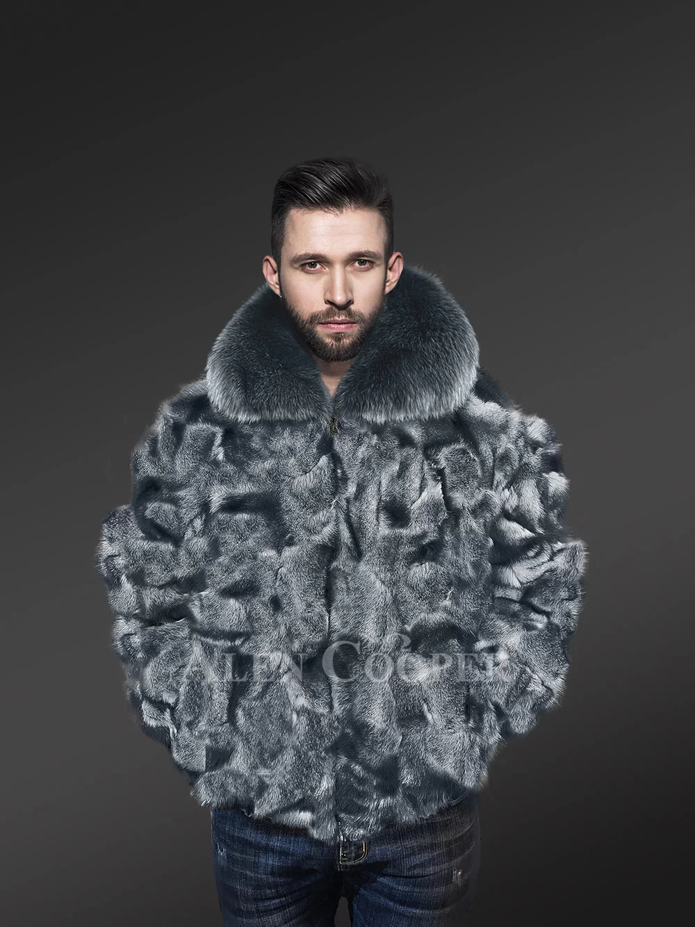 Men's Fox Fur Bomber Jacket