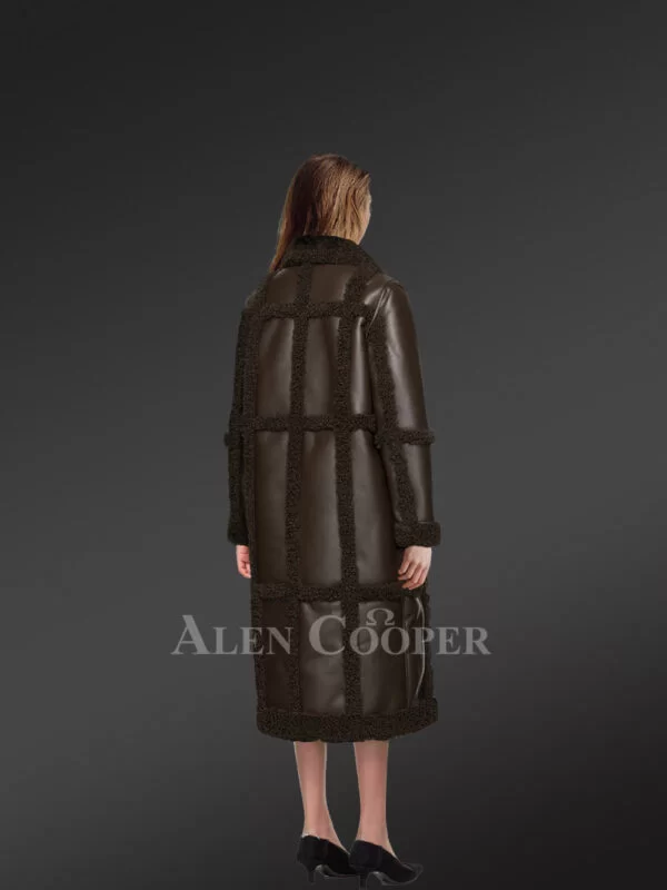 Womens Long Coat in Shearling Wool to Look Effortlessly Elegant - Image 4