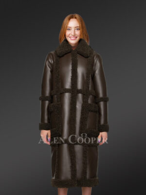 Womens Long Coat in Shearling Wool to Look Effortlessly Elegant