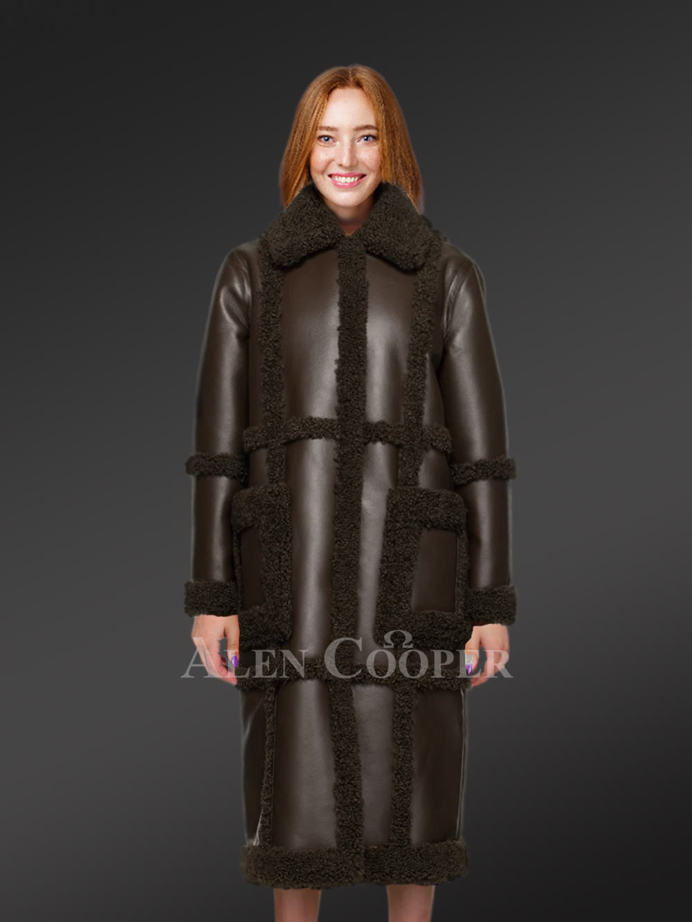 Womens Long Coat in Shearling Wool to Look Effortlessly Elegant