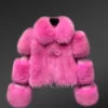 Fox Fur Crop Coat in Pink