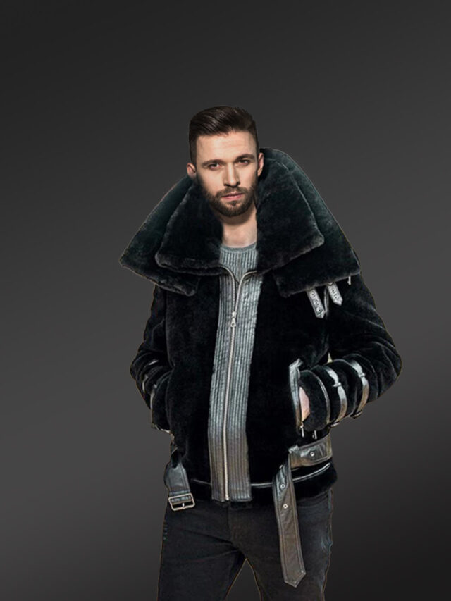 Mens Bomber Mouton Jacket for a Sophisticated Look at All Events