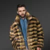 Men’s Rex Rabbit Coat in Chinchilla Look