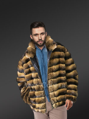 Men’s Rex Rabbit Coat in Chinchilla Look