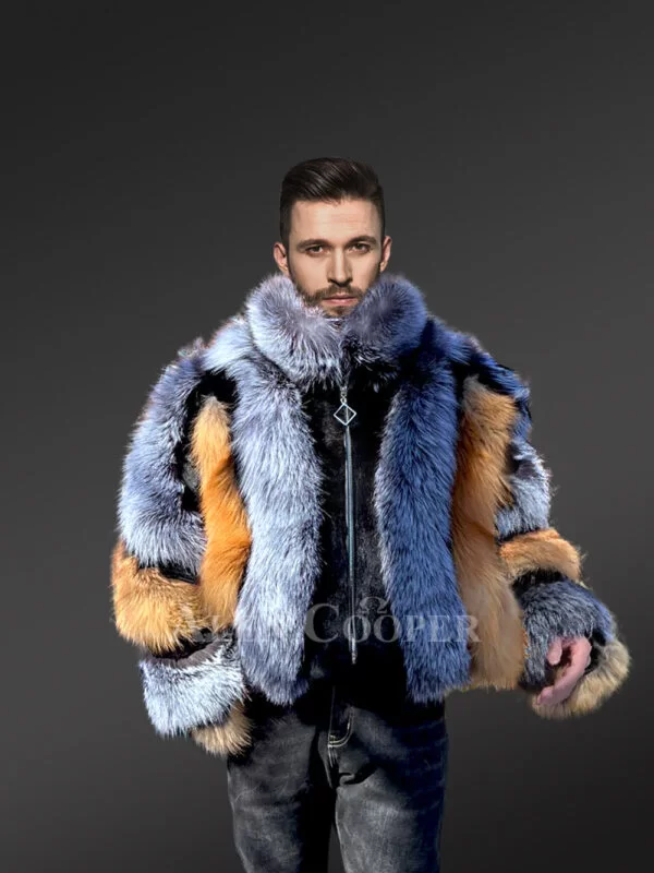 Mink Coat for Mens with Fox Fur Accents