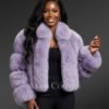 Womens Crop Coat In Fox Fur