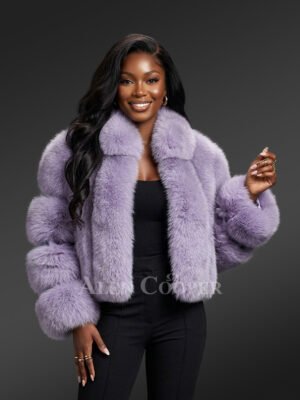 Womens Crop Coat In Fox Fur
