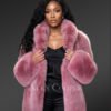 Womens Fox Fur Long Coat