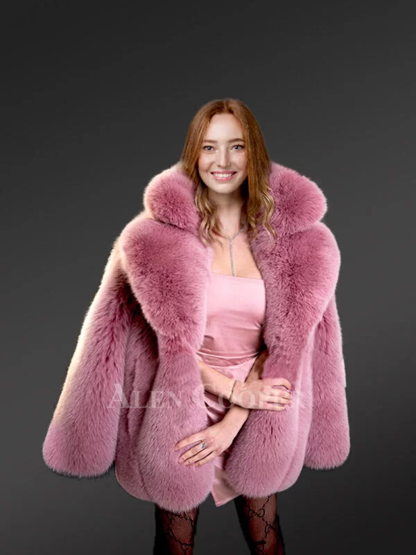 Womens Fox Fur Long Coat