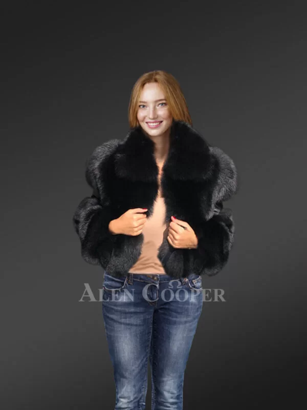 Womens Fox Fur Crop Coat To Stay Fashionably Comfortable In Winter - Image 2