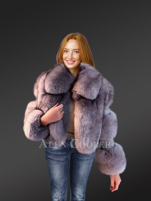 Womens Crop Coat In Fox Fur For A Trendy Look And Comfort