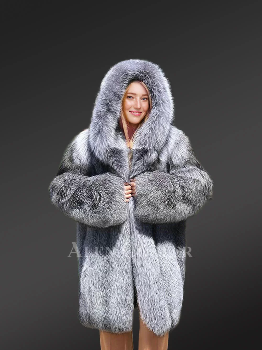 Alen Cooper Luxury White Fox Fur Full Coat for Women Is A Perfect Winter Collection