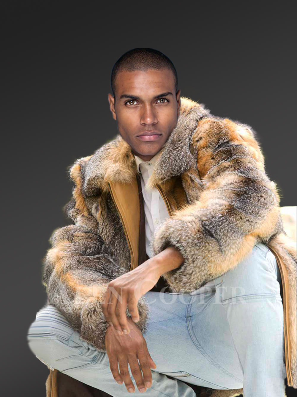 Fox Fur Men Jacket in Snuggly Bomber Style - Image 5